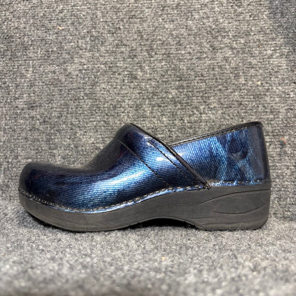 Dansko XP Professional Clogs Women Size 6.5 Blue Iridescent Patent Leather Shoes
